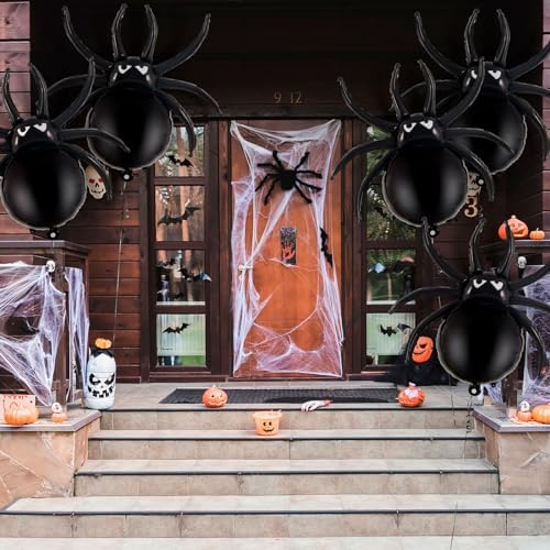 YOTHORN 6 Pcs 33 Inch Halloween Spider Balloons Foil Decorations