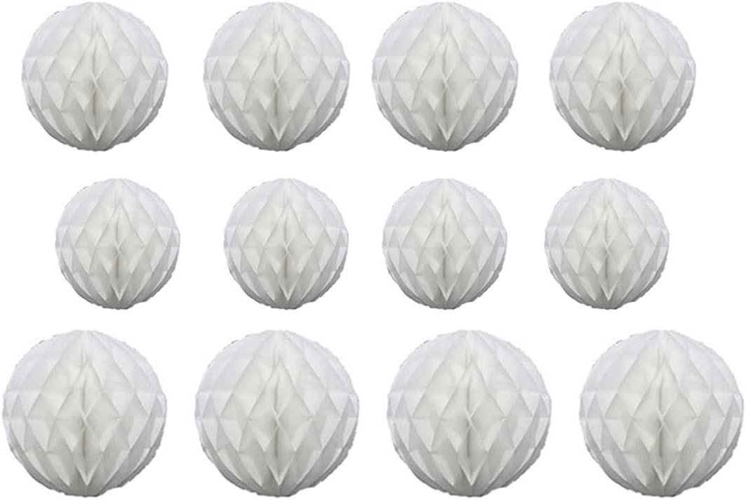 12pcs White Honeycomb Balls Decorations for Parties