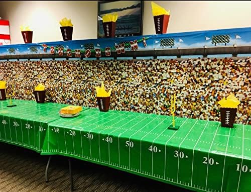 Oojami 4 Pack Football Field Table Cover and Banner Set - Green 54x78 Inches
