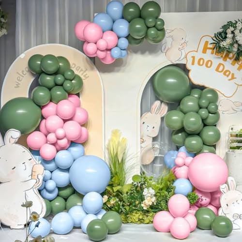 Sage Green Pink Gold Balloon Arch Kit 141Pcs