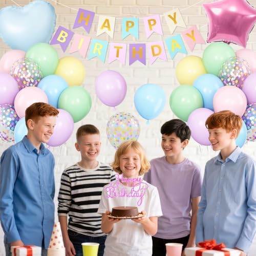 Vibzox Pastel Birthday Balloons Decor Set