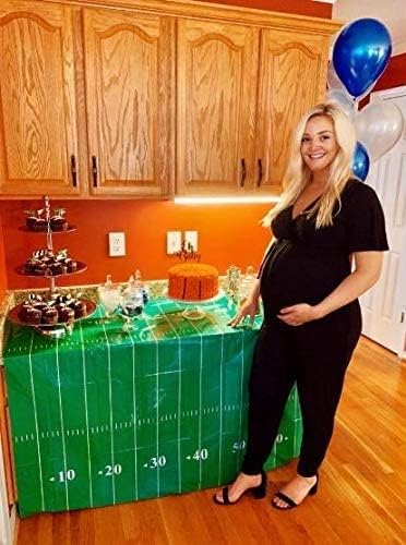 Oojami 4 Pack Football Field Table Cover and Banner Set - Green 54x78 Inches