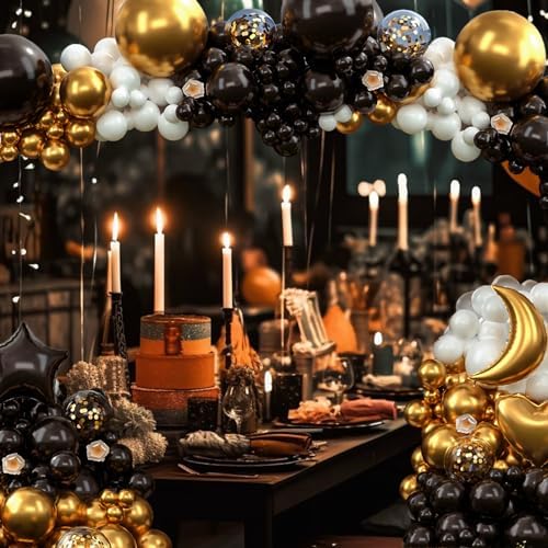 310pcs Black Gold Balloon Arch Kit for Parties