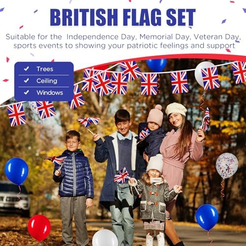 Lenwen 54 Pcs 4th of July Flag Banners Balloons and Ribbons