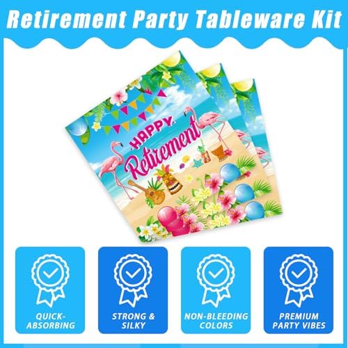 96 Pcs Hawaiian Aloha Retirement Party Plates Set