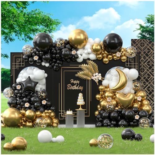 310pcs Black Gold Balloon Arch Kit for Parties