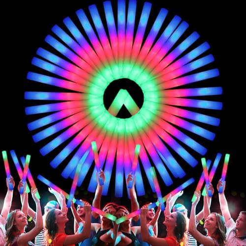 107 PCS LED Foam Glow Sticks with 3 Modes
