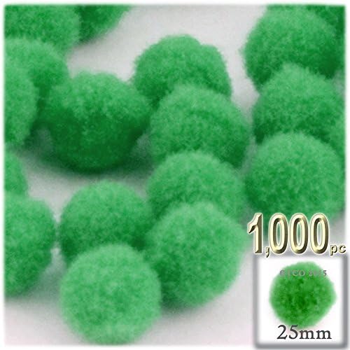 The Crafts Outlet 1000 Piece Acrylic Pom Poms Emerald Green