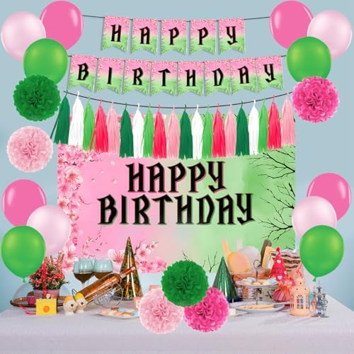 Witch Birthday Party Supplies Set Pink and Green