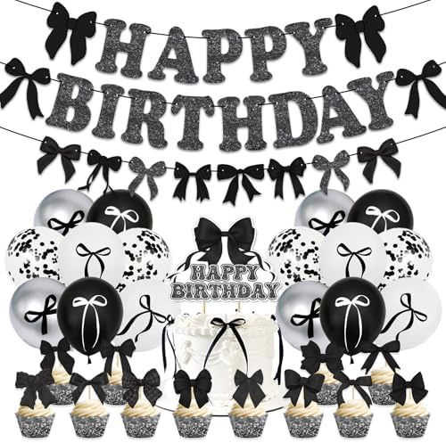 Black Bow Birthday Party Decoration Kit
