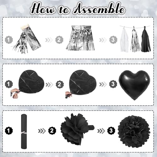 Black Bow Birthday Decorations Set