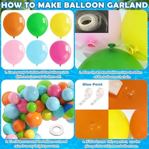 Tropical Hawaiian Luau Balloon Garland Arch Kit 160Pcs