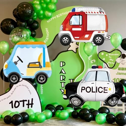 Police Car Foil Balloons 2 Pack Black Party Decor