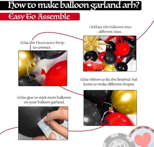 MURDIZZO 165pcs Casino Balloon Arch Decor Kit