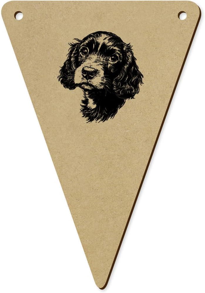 5 x 140mm Cocker Spaniel Puppy Wooden Bunting Flags