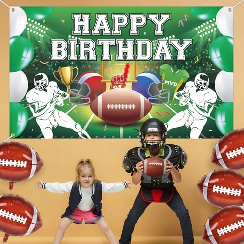 Large Football Birthday Banner for Kids Boys Party Decorations