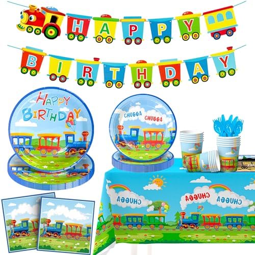 Train Birthday Party Supplies 128pcs Set