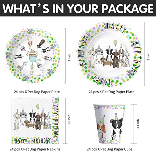 Xigejob Puppy Dog Party Supplies Set for 24 Guests