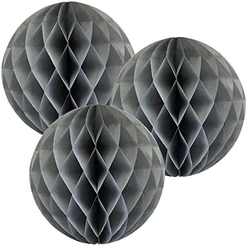 Pack of 3 Paper Honeycomb Balls Grey 10 Inch