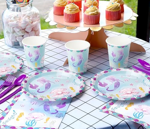 Mermaid Birthday Party Tableware Set for 24 Guests