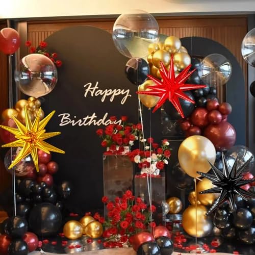 LOOLEY 137Pcs Red Black Gold Balloons Garland Arch Kit with Stars