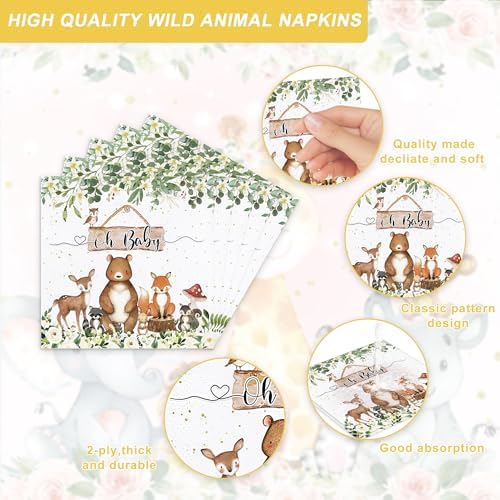 Safari Woodland Animal 120PCS Baby Shower Tableware Set