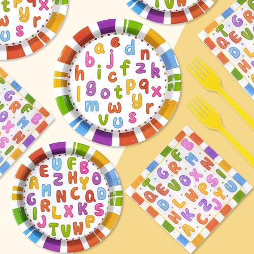 Grencian 96Pcs Alphabet Number Party Supplies Set for Kids and Adults