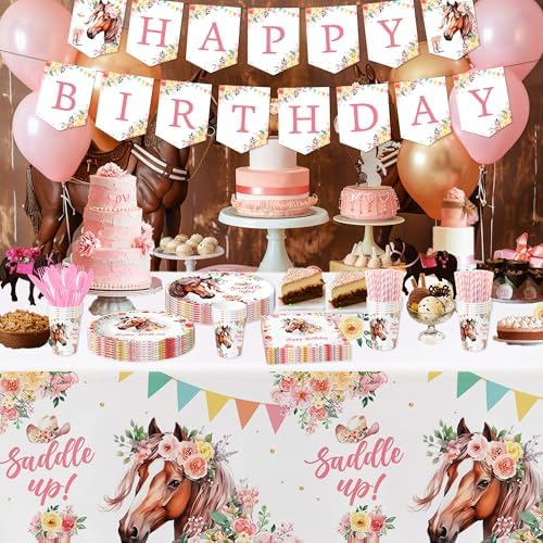 Owelleny Cowgirl Party Decorations Tablecloth 3Pcs Set