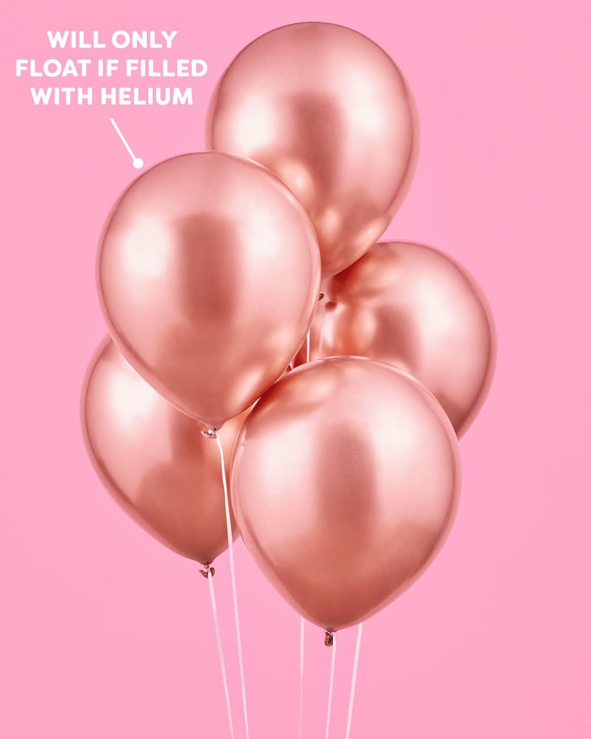 XO Fetti Rose Gold Chrome Balloons 25 Pack 12 Inch