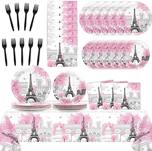 ZOIIWA 98 Pcs Paris Eiffel Tower Party Decor Set