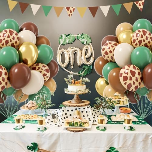 60pcs Safari Balloons for Birthday and Baby Shower Decorations