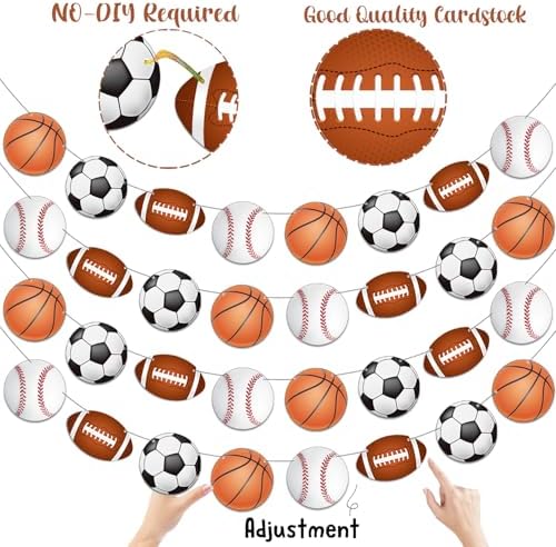 4 PCS Sports Theme Party Banners Garland Decorations