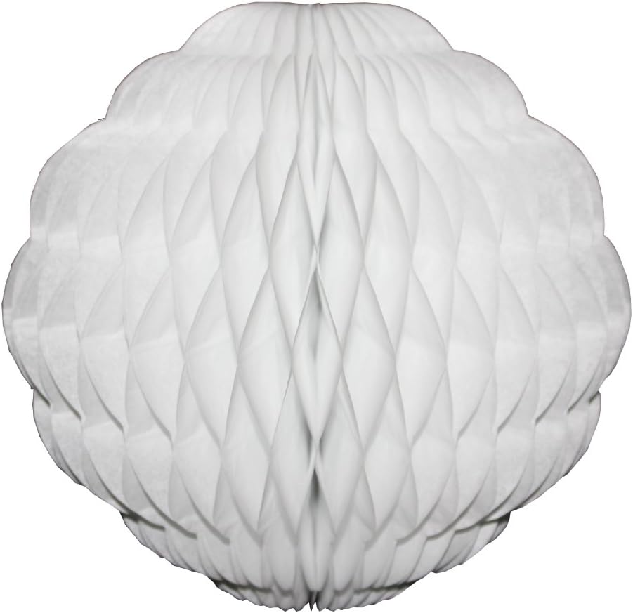 3-Pack 14 Inch Honeycomb Scalloped Tissue Ball Decorations White