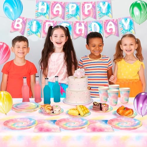 Tie Dye Birthday Decorations 138pcs Party Set