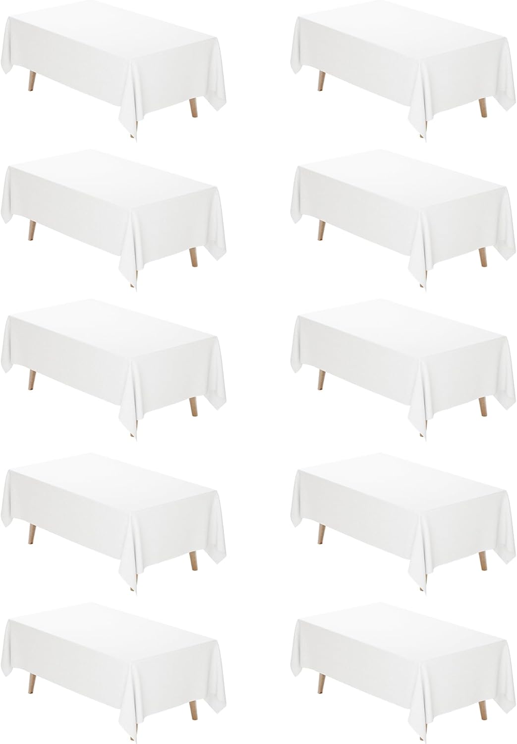 Fixwal 10 Pack White Tablecloths 60x102 Inch Rectangle