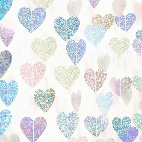 Iridescent Holographic Party Garland - 52ft Glitter Streamers Decor Kit