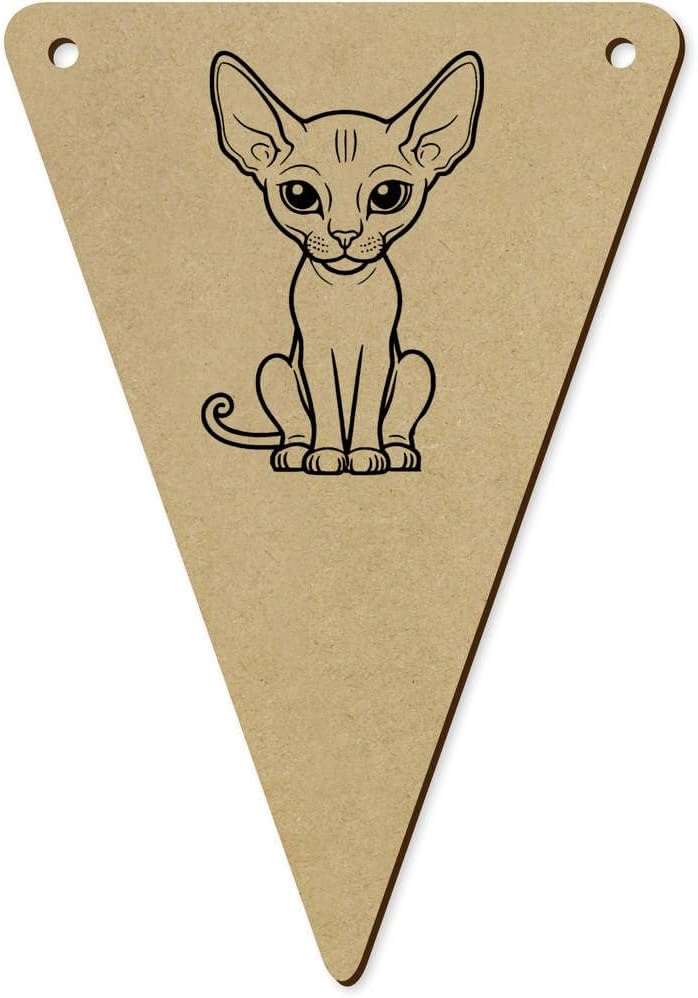 5 x 140mm Sphynx Cat Wooden Bunting Flags