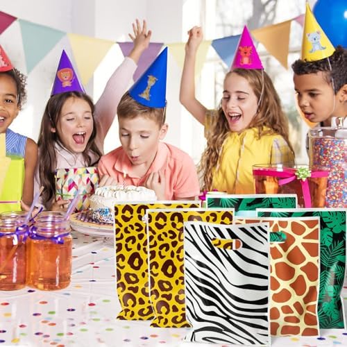 Animal Print Party Favor Bags 60Pcs Summer Jungle Safari Themed Gift Bags