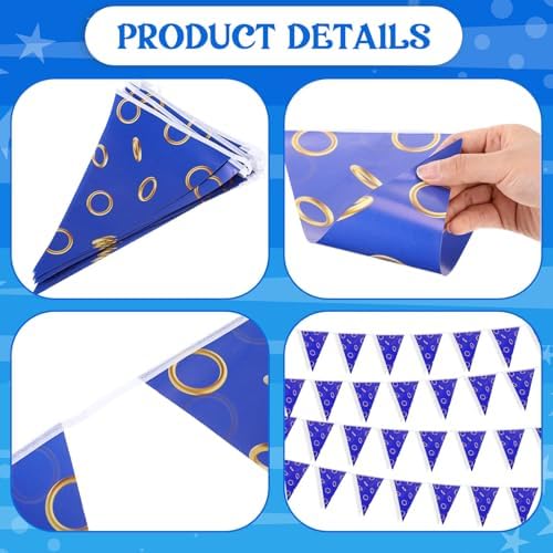 ShinyRelief 3937 Ft Blue Gold Ring Banner Decorations 4 Pack