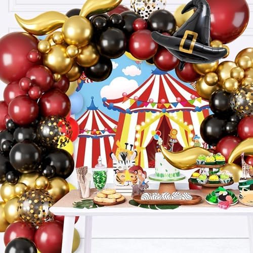 Burgundy Black Gold Balloon Arch Kit with DIY Hat and Wings