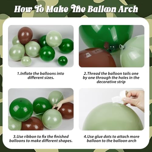 137pcs Camo Balloon Arch Kit for Jungle Birthday Decorations
