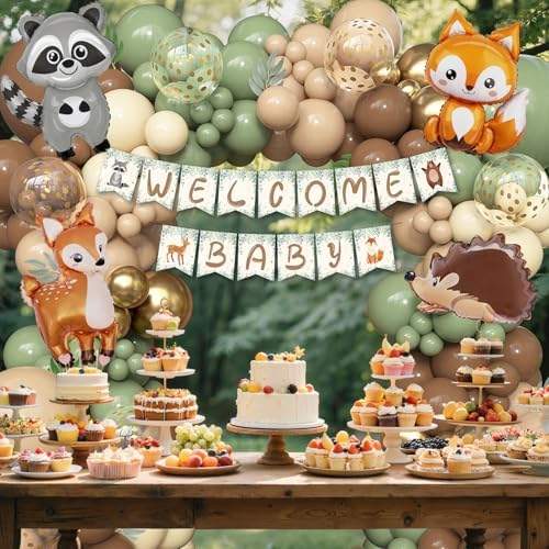 167Pcs Woodland Animals Baby Shower Decorations
