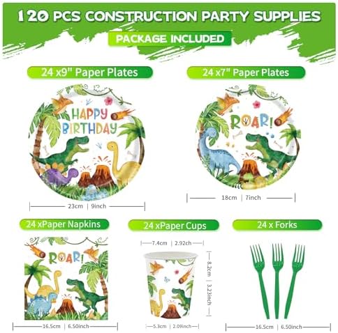 CANCJ Dinosaur Party Set 120Pcs Tableware