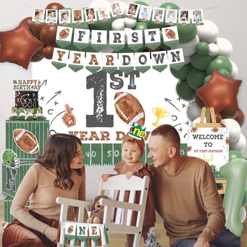 First Year Down Football Birthday Decorations Party Set
