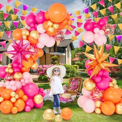 Pink Orange Balloon Arch Kit 146pcs