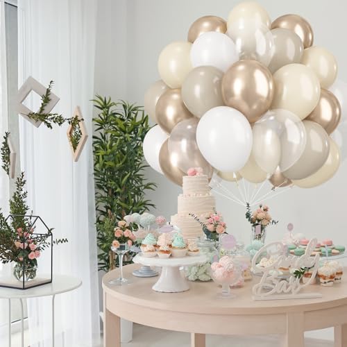60PCS Beige Gold Balloons Set for Party Decorations