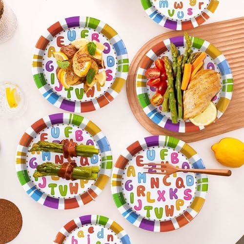 Grencian 96Pcs Alphabet Number Party Supplies Set for Kids and Adults