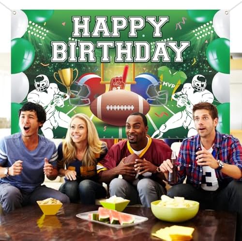 Large Football Birthday Banner for Kids Boys Party Decorations