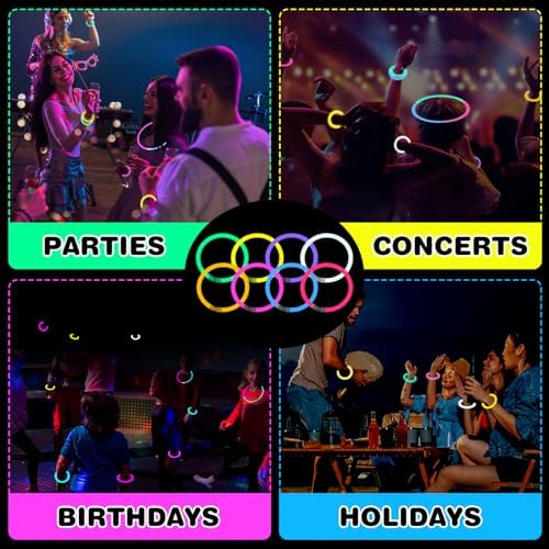 YixangDD 500 PCS Ultra Bright Glow Sticks Party Pack