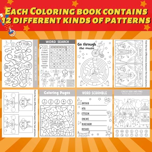 Hungdao 48 Pcs Circus Mini Activity Books for Kids
